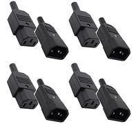 VISSQH 8pcs IEC 320 C14 Mâle Prise à C13 Femelle Prise,IEC C14 Kettle Plug,Ordinateur imprimante Moniteur Plug,Secteur Connecteur AC 250V 10A(soudable)
