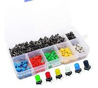 VISSQH 90 PCS micro interupteur,Tactile Bouton-Poussoir Micro Momentanée Tact Assortiment Kit,pour Arduino DIY Équipement Électronique ect(interrupteur tactile a 4 broches)(6x6x9mm)