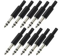 VISSQH Connecteur Jack souder mâle 6,35mm Stéréo TRS Audio Prise Adaptateur pour câbles Haut Parleur,Guitare(10 pièces)