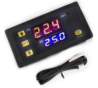 VISSQH Contrôleur de Température W3230,thermostat numérique DC 220V avec sonde de capteur NTC 10K,interrupteur de commande de thermostat à affichage LED