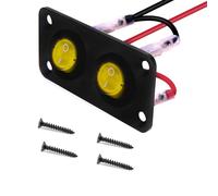 VISSQH Jaune LED Interrupteurs à Bascule Rond,DC 12V-24V 10A on/Off Interrupteur a Bascule,2 Gangs rond Panneau de commutation pour Voiture, Camion etc