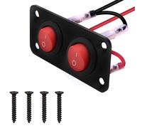 VISSQH Rouge Interrupteurs à Bascule Rond,12V on/Off Interrupteur a Bascule,interrupteur à circulaire 6A/250V 10A/125V 2 Gangs rond Panneau de commutation pour Voiture, Camion,Marine etc