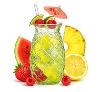 Viste-lo Verres Tiki pour cocktail. 6x verres tiki pour cocktails, sangria ou boissons froides. Design tiki. Verre recyclé. 500 ml. Gobelet long Tiki. Verres Bacardi, gobelets enfants. (ANANAS 700ML)