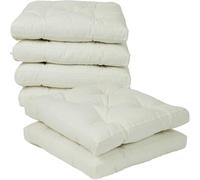 VISTE TU HOGAR, Pack 6 Coussins Chaise 40x40x5 cm, Effet Tridimensionnel, 100% Polyester, Idéal pour Salle à Manger, Terrasse, Salon et Restaurant, Couleur Blanc, Fabriqué en Espagne