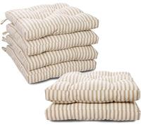 VISTE TU HOGAR Pack 6 Coussins de Chaise, 45x45x5 CM, Effet tridimensionnel, 100% Polyester, idéal pour Salle à Manger, terrasse, Salon et Restaurant, Couleur rayé Beige, fabriqué en Espagne