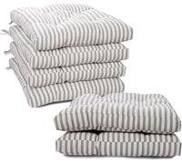 VISTE TU HOGAR Pack 6 Coussins de Chaise, 45x45x5 CM, Effet tridimensionnel, 100% Polyester, idéal pour Salle à Manger, terrasse, Salon et Restaurant, Couleur rayé Gris, fabriqué en Espagne