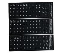 Vistnale Autocollant de Clavier de Remplacement, Autocollants Clavier Remplacement Espagnol Non Transparent avec Fond sur Lettrage Blanc pour Ordinateurs Portables et Ordinateurs Bureau 3 pièces