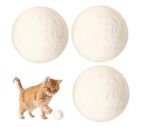 Vistnale Balles|Jouets pour Chat en Laine, Jouet interactif de Balle pour Chat 3 pièces - Jeu d'intérieur Doux et Silencieux pour Chats, Blanc, 8 cm / 3, 15 Pouces