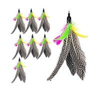 Vistnale Jouet de Canne à pêche pour Chat, 8 pièces de Remplacement Plumes Jouets pour Chat, Remplacement Jouet Baguette Naturelle 7, 9 Pouces avec Boucle, Canne à pêche Longue durée pour Chaton