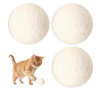 Vistnale Jouets pour Chats en Laine, Jouet interactif de Balle de Chat 3 pièces - Jeu d'intérieur Doux et Silencieux pour Chats, Blanc, 8 cm/3, 15 Pouces