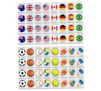 Vistnale Mahjong Tiles, Mini Mahjong Set 64Pcs Drapeau & Ball Pattern Tiles Escape Game 24mm Travel Set Réutilisable Block Game pour Spring Picnic Party