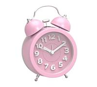 Vistnale Mini réveil analogique Classique Vintage sans tic-tac avec rétroéclairage, Horloge de Voyage à Piles, Alarme Forte à Double Cloche pour Enfants (Rose)