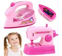 Vistnale Mini Trucs, 2 pièces Jouet de Jeu de Simulation pour Tout-Petit avec Fer et Machine à Coudre Mini Jouets Jeu Simulation Trucs réalistes avec lumière et Son pour la Restauration scènes réelle