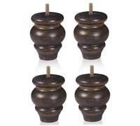 Vistnale Pieds de Commode, Paquet de 4, Bois, Capuchons en Alliage, 3, 5 po