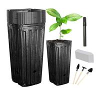 Vistnale Pots de pépinière pour Plantes, 20 Pots de semis en Plastique 7, 8 Pouces Haut, démarreur graines avec Trou Drainage Comprenant 20 étiquettes Plantes, 3 Petits Outils Plantation et 1