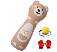 Vistnale Sac de Boxe Gonflable pour Enfants, Sac de Boxe Mignon Ours Dessin animé avec 1 Paire Gants et Pompe à air, Jouet Anti-Stress, 47, 2 Pouces, Enfant en Bas âge