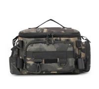 Vistnale Sac de matériel de pêche avec Porte-Canne, Sac pêche Multifonctionnel avec Grand Rangement et Tissu imperméable, Camouflage Vert