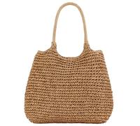 Vistnale Sac de plage en paille, sac fourre-tout en paille tissée de capacité 15.8x14.2, à main/à bandoulière, sacs rétro pour femmes, voyage