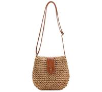 Vistnale Sacs de paille pour femmes 8x9 pouces sac à main en paille décontracté avec sangle en cuir réglable et fermeture à glissière pour la plage, l'été, les sorties |