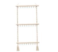Vistnale Support de Collier | Organisateur de Bijoux à Suspendre, Support Collier à 3 Niveaux avec 30 Crochets, Bijoux Mural avec Pompon pour Colliers, Bracelets, Boucles d'oreilles