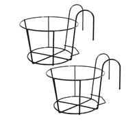 Vistnale Support de Panier Suspendu en métal, Support de Pot Fleur Rond, jardinières Balustrade pour la Maison, Balcon, Porche, décor 2 pièces |.Jardinières