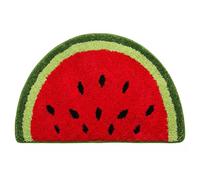 Vistnale Tapis pastèque | Tapis pastèque, Peluche Douce Demi-Lune Fruits décor Mignon, paillasson d'été Lavable et antidérapant pour Cuisine, entrée, Salle de Bain, 16 x 24 Pouces
