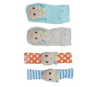 Vistreck 4 Pièces Chaussettes Hochet pour Bébé-hochets de Cheville et de Poignet Réglables en Peluche en Forme Poulpe Mignon pour Nourrissons, Jouets Développement bébé Tissu Doux