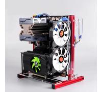 Vistreck Boitier PC Open ATX Chassis Aluminium Vertical GPU Mount ITX (Red) | Profilé en aluminium robuste 20x20, conception à cadre pour carte mère ATX, M-ATX, ITX, support de carte graphique