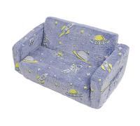 Vistreck Canapé Pliant pour Enfants - Mousse à Mémoire de Forme en Velours Qui Brille dans Le Noir, 2 Housses Amovibles, Idéal pour la Lecture, Les études et Les Jeux des Tout-Petits (Bleue)