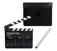 Vistreck Clap de Scène de Réalisateur en Acrylique pour Films Télévisés, Accessoire Coupe Film avec Stylo (Tableau noir et blanc PAV1BBE2)