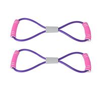 Vistreck Corde de Traction d'extension de Poitrine en Forme 8, 2 Pièces, Ceinture d'élasticité pour Le Yoga, Le Fitness et Renforcement Musculaire (Corde Tension colorée Violet*2)