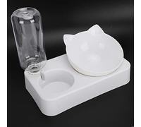 Vistreck Double Mangeoire pour Animaux de Compagnie avec Bouteille d'eau - Inclinaison Réglable à 15° pour l'alimentation des Chats et des Chiens (L)
