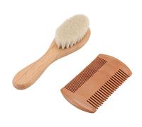 Vistreck Ensemble Brosse à Cheveux et Peigne en Bois pour bébé, Brosse à Cheveux de Chèvre Douce et Peigne Double Face pour les Soins Capillaires des Nouveau-nés