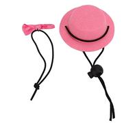 Vistreck Ensemble Chapeau et Nœud Papillon pour Hamster pour Petits Animaux de Compagnie - Chapeau Haut de Forme Réglable et Nœud Papillon Lapins, Hamsters Cochons d'Inde (Rose + Noeud