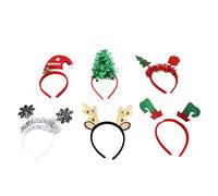 Vistreck Ensemble de Bandeaux de Noël 6 Pièces-arbre Amusant, Renne, Flocon Neige et Accessoires Fête Chapeau Père Noël