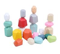 Vistreck Ensemble de Blocs de Construction en Pierre Colorée en Bois, 22 Pièces, Jeu d'empilage Amusant pour Enfants, Jouet électronique pour Apprendre Les Couleurs et Les Formes (Combinaison Six)