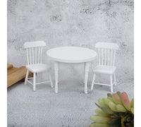 Vistreck Ensemble de Table à Manger Blanche Miniature 1:12 avec 2 Chaises - Accessoires de Meubles Cuisine pour Maison Poupée (Ensemble Table et chaises Trois pièces)