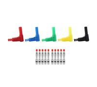 Vistreck Jeu de Fiches Bananes de 4mm, 10 Pièces, Connecteurs à Angle Droit Enveloppés pour un Câblage électrique Sûr