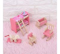 Vistreck Mini Ensemble de Meubles en Bois Réalistes pour Maisons de Poupées 1:12, Accessoires Chambre d'enfants (Chambre d'enfant)