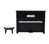 Vistreck Mini Modèle de Piano Droit pour Maison de Poupée 1:12 avec Tabouret - Meubles Jouets Charmants (Noir)