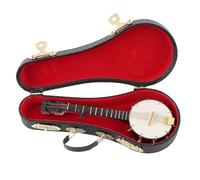 Vistreck Modèle de Banjo Miniature - Accessoire de Maison Poupée Réaliste avec Support et Boîte Rangement - Décor Musical Unique pour Enfants et Collectionneurs
