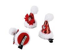 Vistreck Pinces à Cheveux de Noël 3 Pièces, épingles à Cheveux pour Chapeau de Père Noël avec Design en Peluche Douce pour Accessoires Festifs