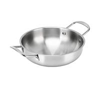 Vistreck Pot à Ramen Binaural - Cuiseur à Nouilles en Acier Inoxydable Chauffage Uniforme pour Spaghetti, Soupe et Porridge, Design Coréen Portable et Respectueux de l'environnement (24 cm)