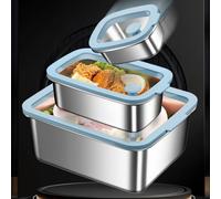 Visual Boîte de conservation alimentaire en acier inoxydable avec couvercle hermétique en silicone, convient pour la cuisine, la congélation et la cuisson à induction, garde les ingrédients séparés