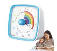 Visual Countdown Timer, 3.46x3.46x2.13 inches Timer Manager Clock, 60 Minute TimerManager Clock, Silent Desk CountdownTimer with Rainbow Pattern Design for Kids and Adults