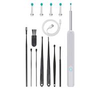 Visual Earwax Cleaner - Dissolvant de cérumen, nettoyeur d'oreille WiFi sans fil avec bouchon d'oreille WiFi visible, 8 bouchons d'oreille et 6 lumières LED, compatible avec téléphone, tablette PC