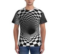 Visual Illusions T-shirt d'été à col rond et manches courtes pour homme, Noir , M
