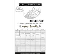 Visual Words Familienplaner 2027: Familientimer mit 5 breiten Spalten. Typo-Art Familienkalender mit Ferienterminen, Zusatzspalte, Vorschau bis März 2027 und vielem mehr.