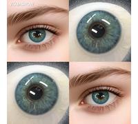 Visuashow Lentilles De Contact De Couleur Bleue 1 Paire De Lentilles De Prescription Semi-Nouvelles Contacts De Beauté Cosmétique Lentilles Pour Les Yeux Colorées Avec Degré.Aegean Sea Blue.0