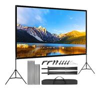 VISULAPEX 120" Écran de Projection avec Support, 4K HD 16: 9 Pliable Écran Videoprojecteur sur Pied, Écran sur trépied avec Sac Portatif pour Cinéma Maison Bureau Voyage